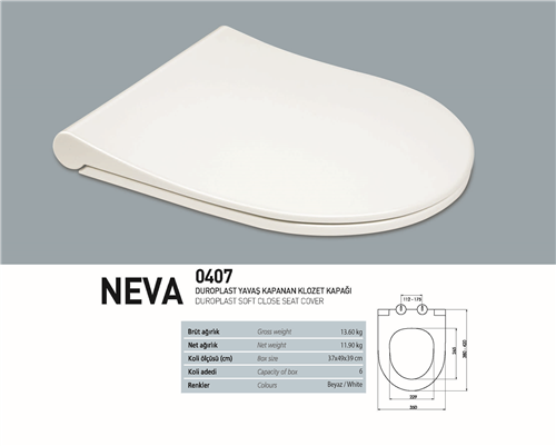 NKP NEVA YAVAŞ KAPANAN KLOZET KAPAK (DUROPLAST)  (6pcs)